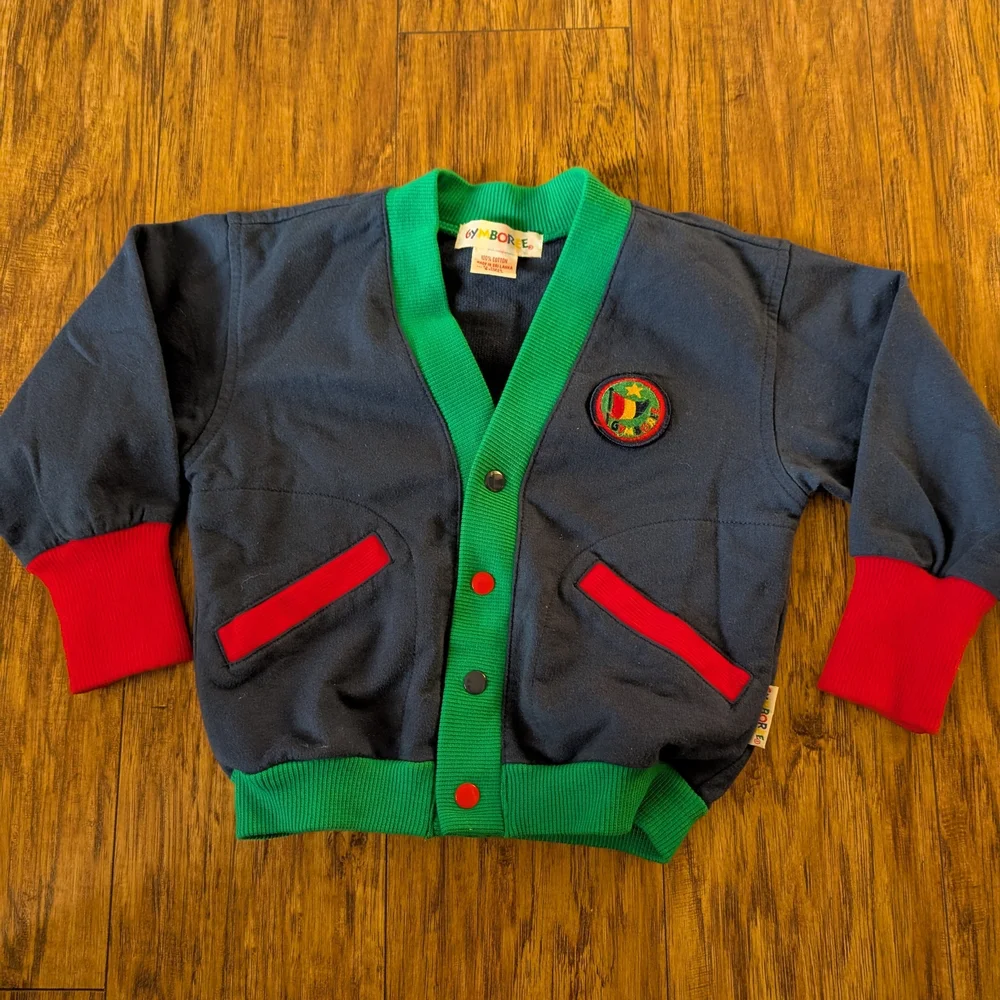 $ Vintage Rainbow Tag‎ Gymboree Blue and Red Cardigan
